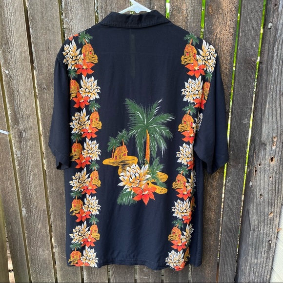 Cherokee Hawaiian Rayon Button Down Short Sleeve Shirt Sz M - Picture 6 of 12
